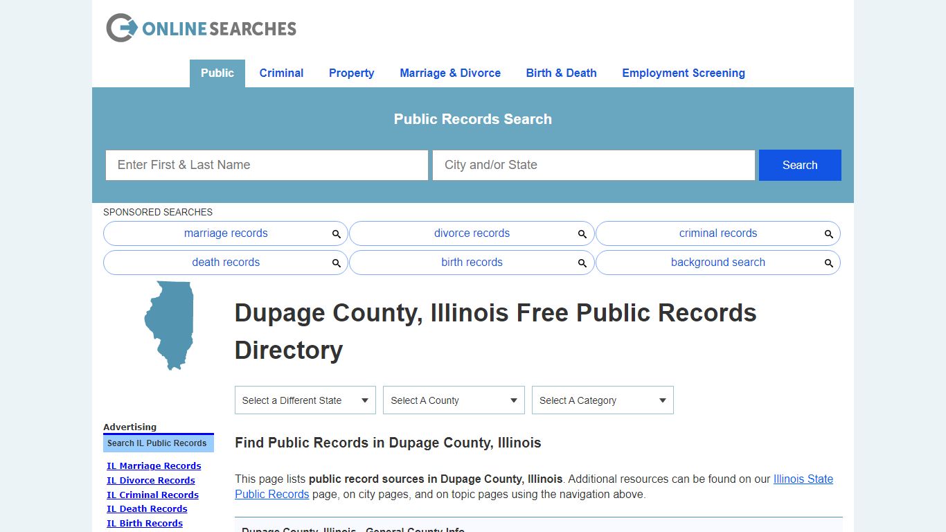 Dupage County, Illinois Public Records Directory - OnlineSearches.com